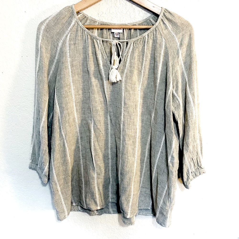 Gauzy Linen Peasant Top